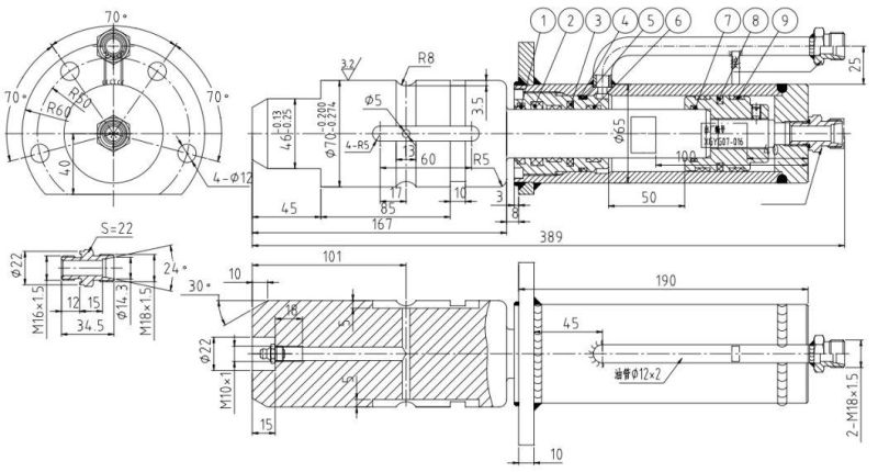 Double Acting Hydraulic Oil Cylinder Hydraulic Jack Hsg50/32-50*190-Wx