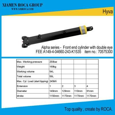 Hyva 70575300 Pin-to-Pin Front End Telescopic Hydraulic Cylinder with Double Eye Fee A149-4-04660-243-K1535