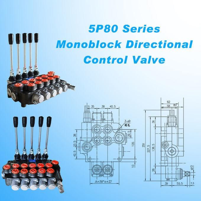 Manual Directive Valve Block with 3 Levers 80 Lpm 3-4 X 1-2 Bsp 250bar 4V-3p Mod. P80-3-O
