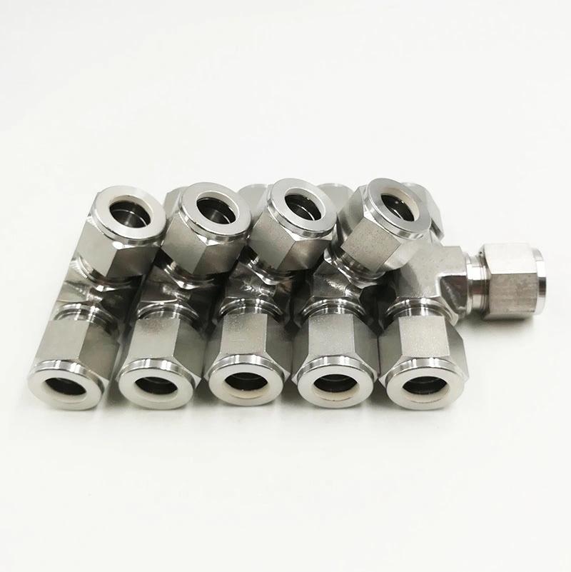 SS304 3000 Psi 1/4 Od Equal Double Ferrule Tee Hydraulic Tube Fittings