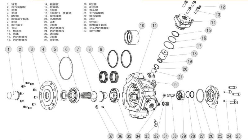 Nhm16-2000 Radial Piston Motor with Standard External Spline Key 16-2000b with Flat Key