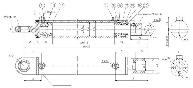 China Factory Compact Hydraulic Cylinder Hsg55/32