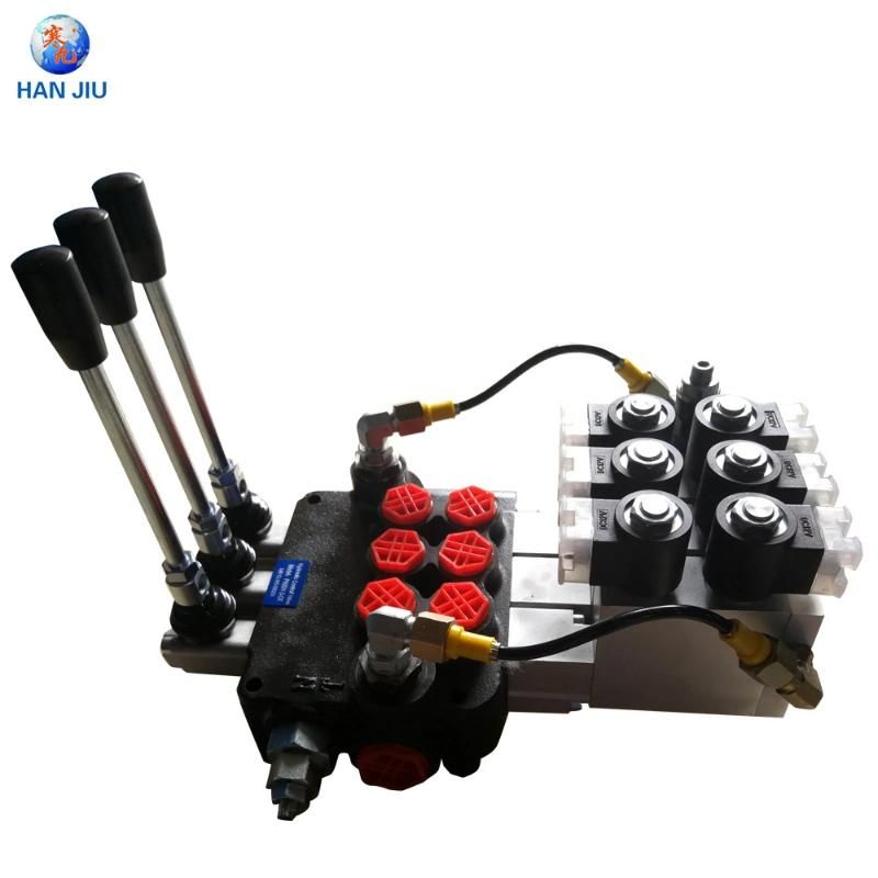 Hydraulic Motor 3 Spool Valves 80 L/Min 12V Electric Hydraulic Control Valve