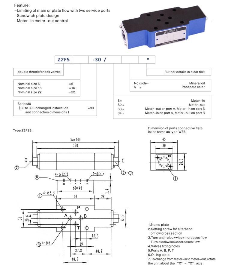 Z2FS6 Hydraulic Rexroth type high pressure modular throttle check relay valve