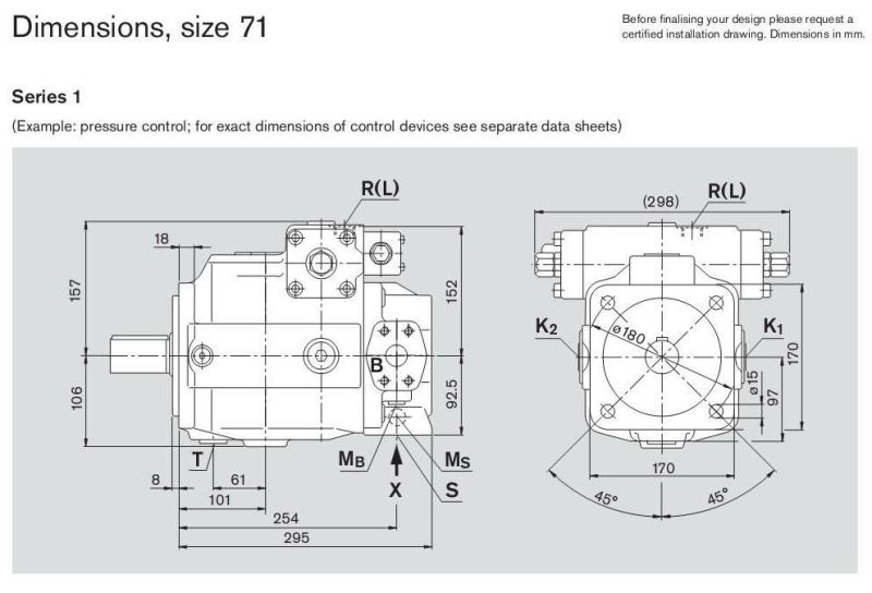 Open Circuit Hydraulic Piston Pump in Swash Plate Design