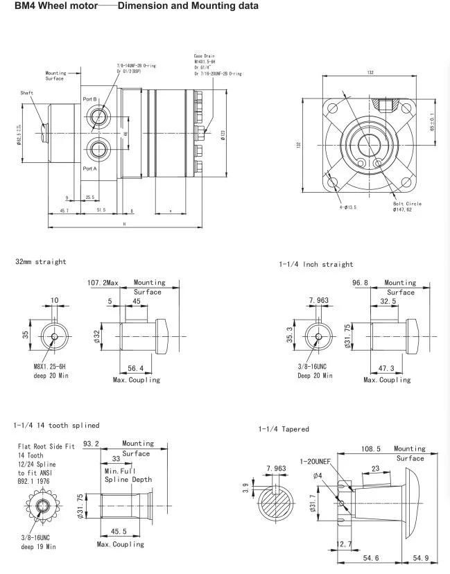 Bmr Bmt BMS Orbital Hydraulic Piston Motor Low Speed Motor for Agricultural Machinery