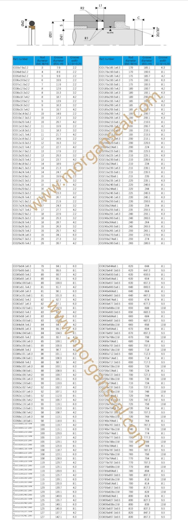 Oms-Mr/RS1/Od/Xrb/S55013 Profile Hydraulic Cylinder Rod Seal