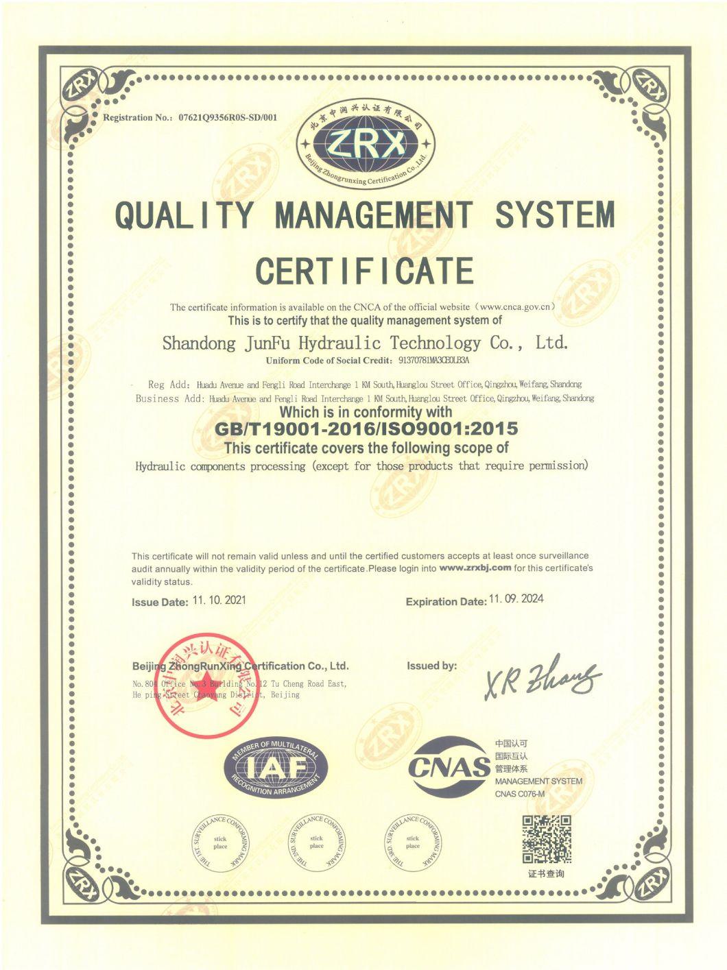 FC Unloading Hydraulic Oil Cylinder with ISO9001 for Dump Truck
