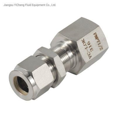 Stainless Steel Pipe 316 Inch Tube 12 to Female Thread 12 NPT Double Ferrules Connectors Hydraulic Tube Fittings